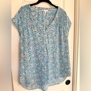 DR2 Light Blue Floral Women's Blouse